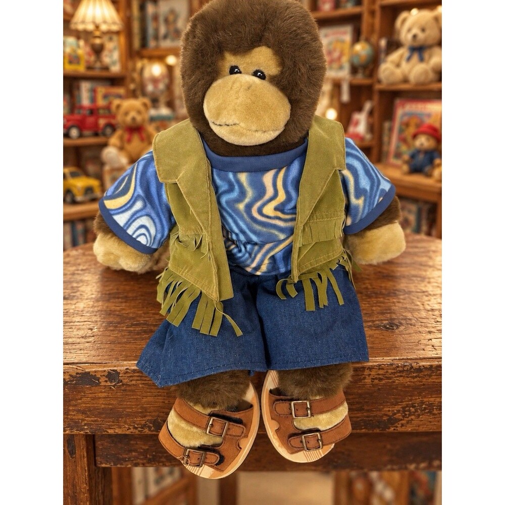 Large 17” Stuffed Gorilla Monkey Boy Realistic Toy Boho Dressed Funny Toys
